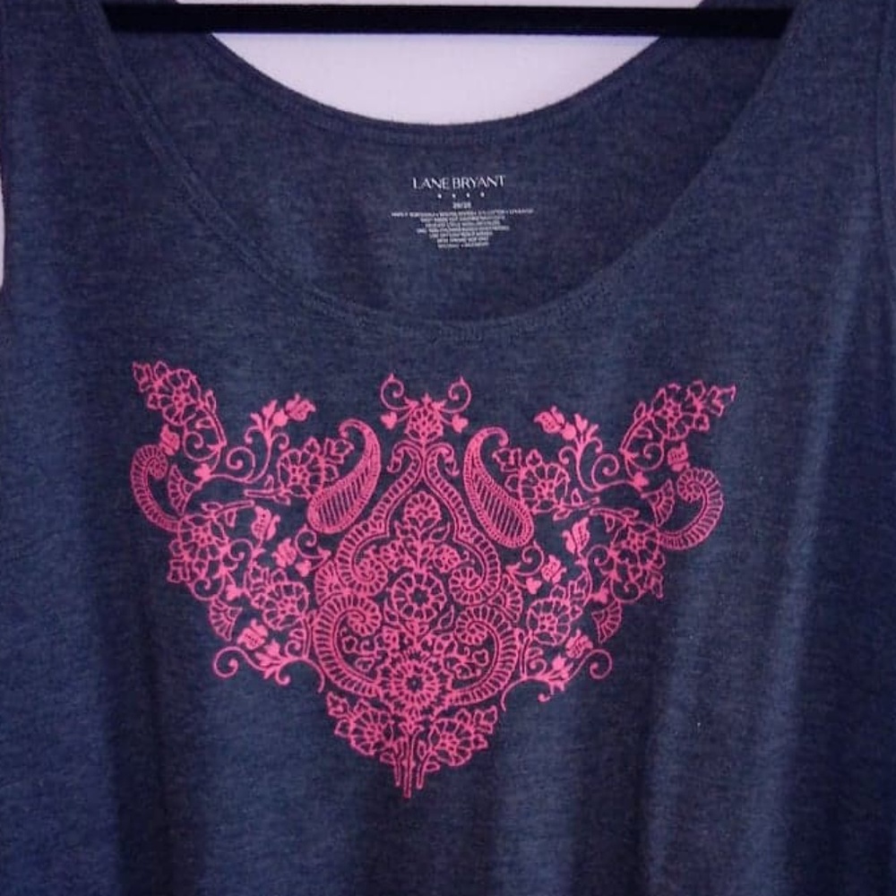 Lane Bryant tank with pink embellishments
